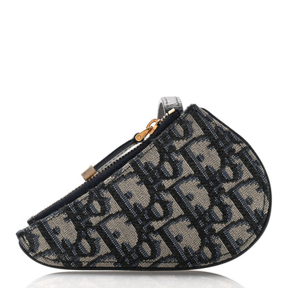 Christian Dior Oblique Saddle Coin Purse Blue 3 of 7
