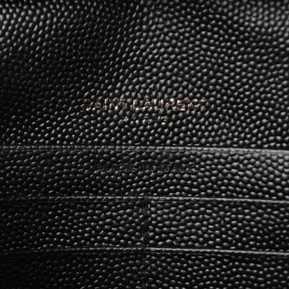 Saint Laurent Grain De Poudre Matelasse Chevron Monogram Chain Wallet Black 6 of 13