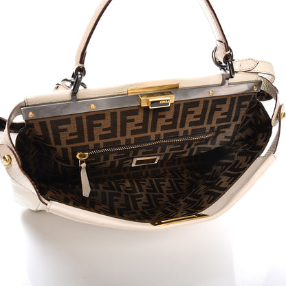 Fendi Goatskin Zucca Large Peekaboo Iconic Satchel Latte Tobacco Moro 7 of 24