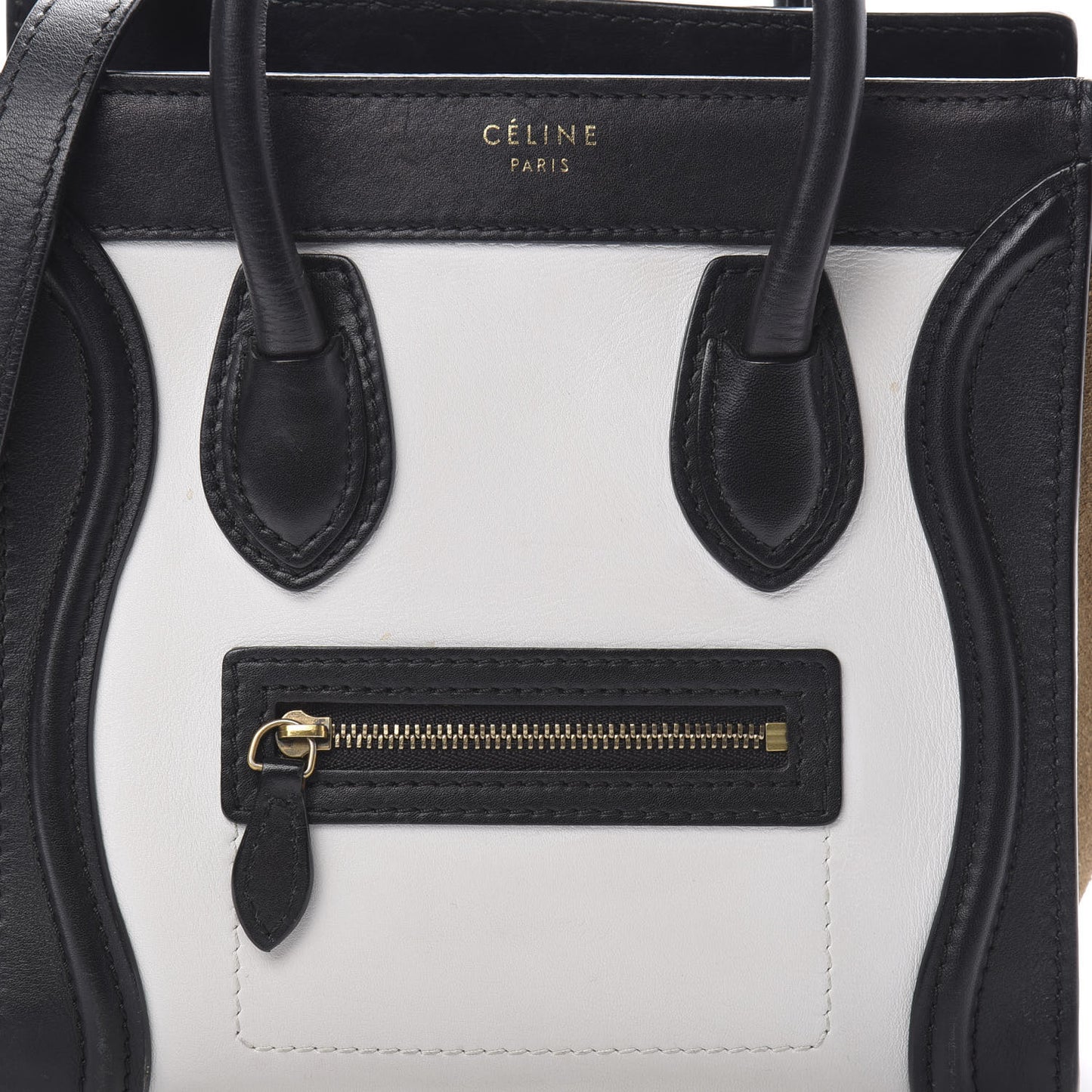 Smooth Calfskin Suede Nano Tri-Color Luggage White