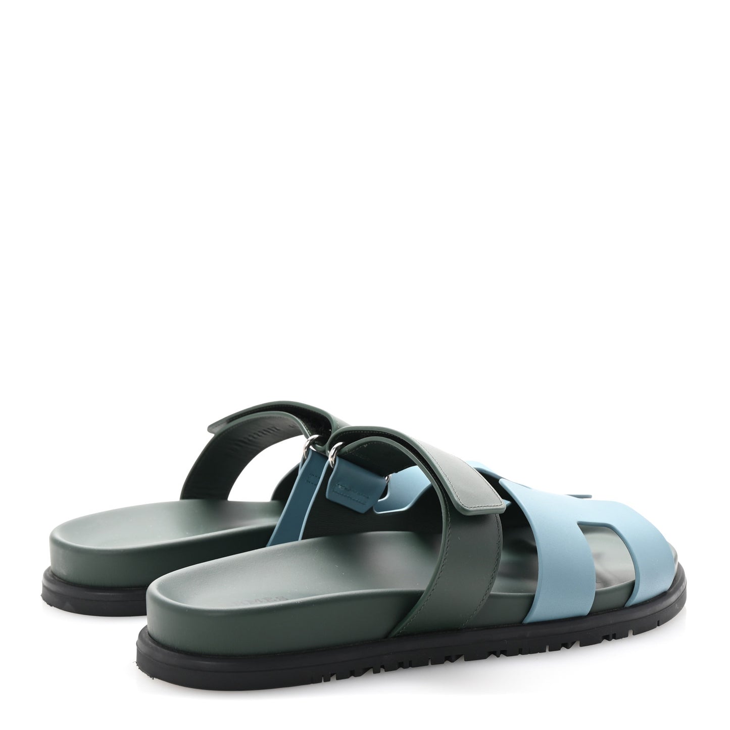 Calfskin Womens Chypre Sandals 40 Bleu Citadin Vert Bouteille