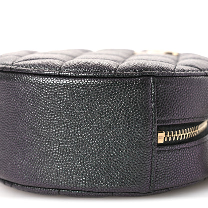 Chanel Iridescent Caviar Quilted Round Clutch With Chain Black 10 of 11