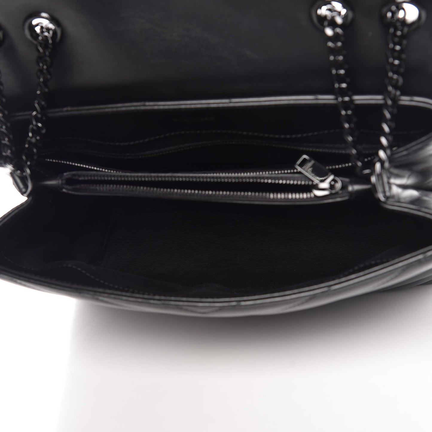 Calfskin Y Quilted Monogram Medium Loulou Chain Satchel Black