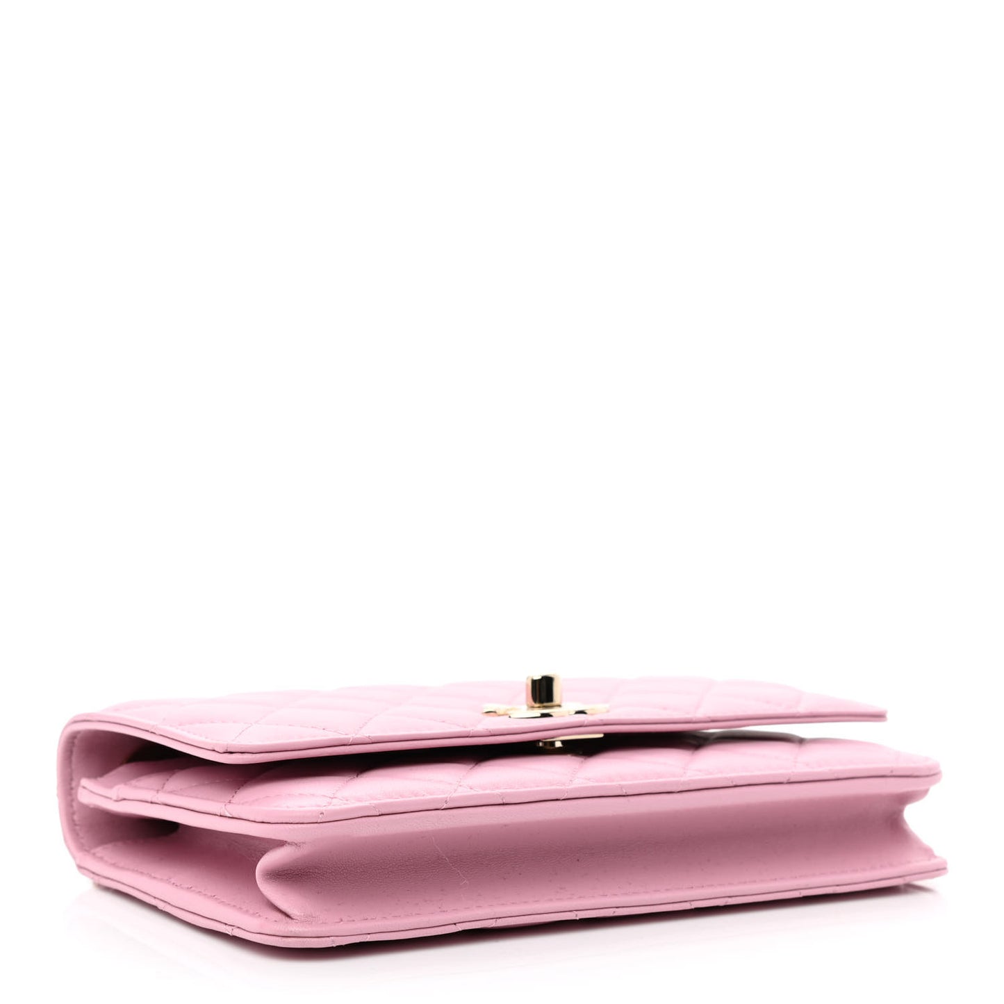Lambskin Quilted Trendy CC Wallet On Chain WOC Pink