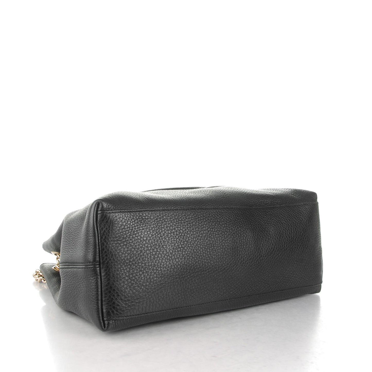 Pebbled Calfskin Medium Soho Chain Shoulder Bag Black