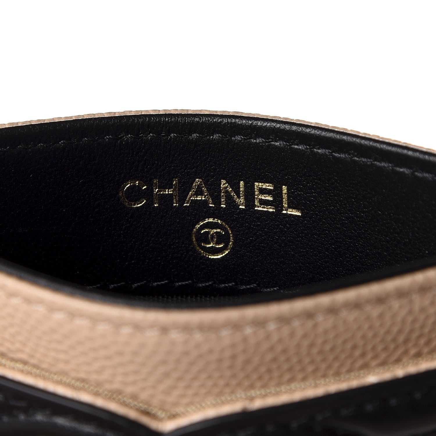 Chanel Caviar Quilted Filigree Card Holder Beige Black 7 of 9