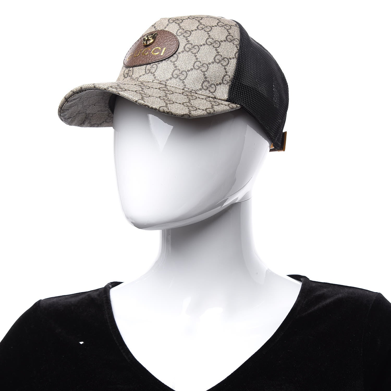 Gucci Soft GG Supreme Monogram Mesh Textured Dollar Calfskin Neo Vintage Rap Baseball Hat S Dark Brown Black 2 of 7