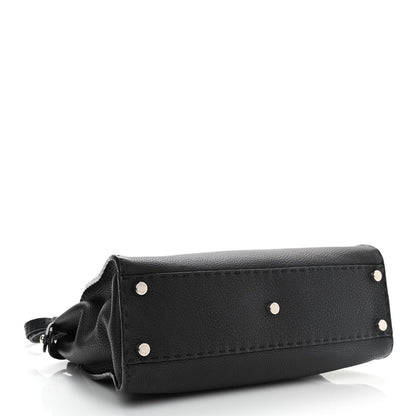 Fendi Cuoio Romano Selleria Bi-Color Medium Peekaboo Iconic Satchel Black Mou 3 of 12