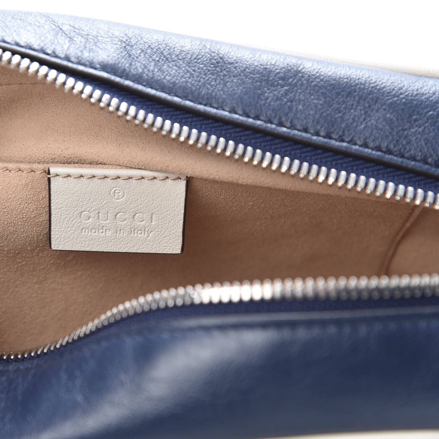 Gucci Vintage Effect Calfskin Matelasse Diagonal Small Torchon GG Marmont Chain Shoulder Bag Blue Agata Mystic White 6 of 10
