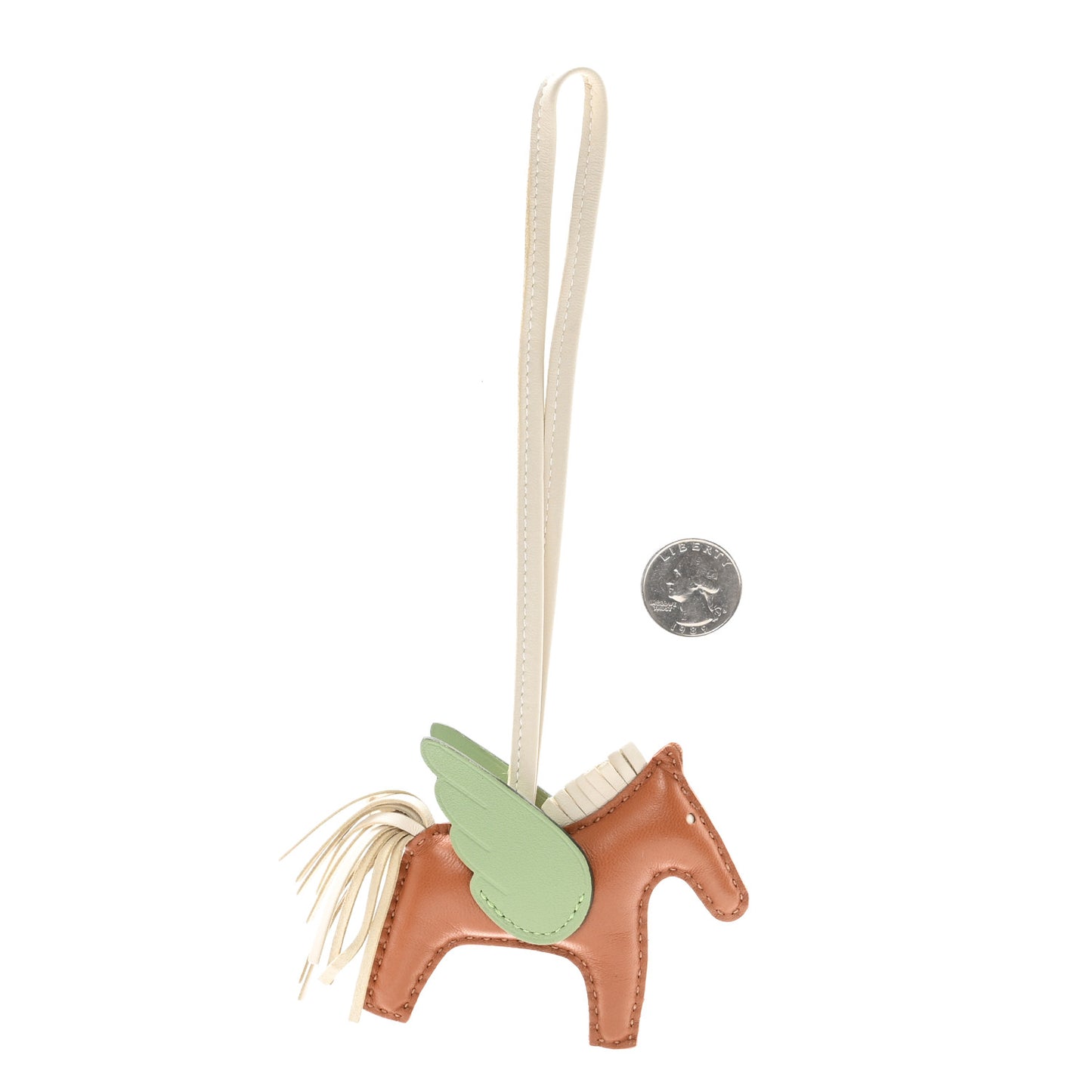 Milo Lambskin Grigri Rodeo Pegase Horse Bag Charm PM Craie Gold Vert Criquet