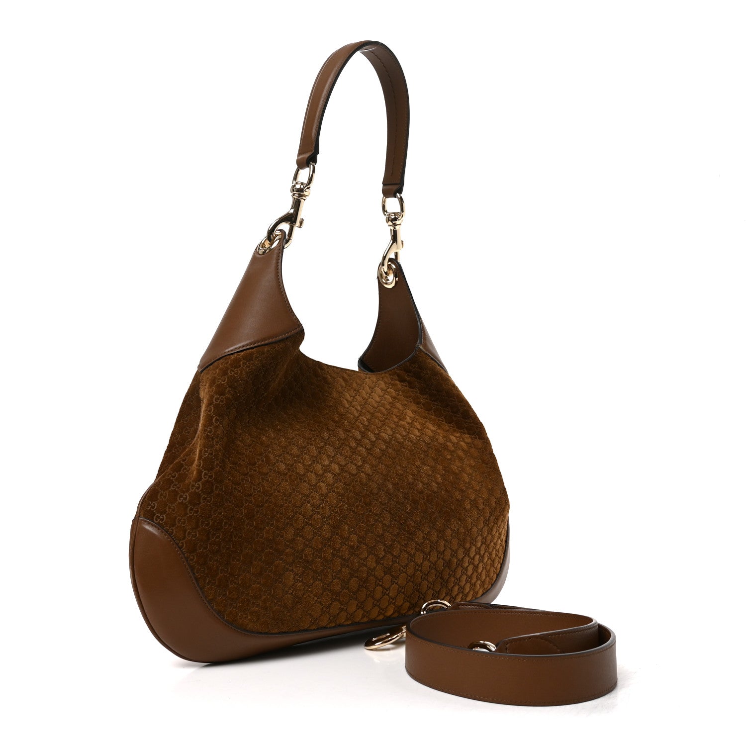 Gucci GG Suede B Medium Shoulder Bag Brown 3 of 11