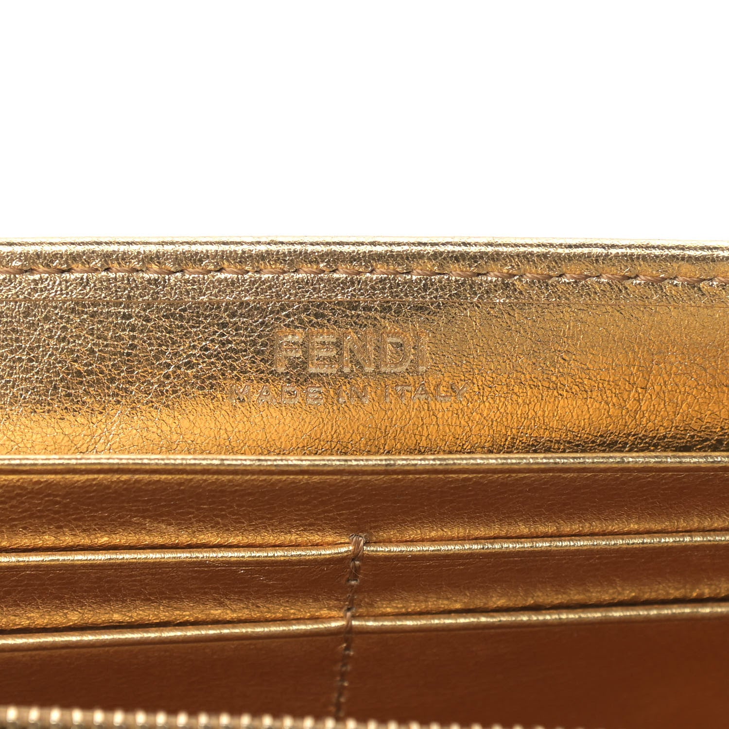 Fendi Vitello Catalan Mirror FF 1974 Embossed Continental Wallet on Chain Gold 6 of 9