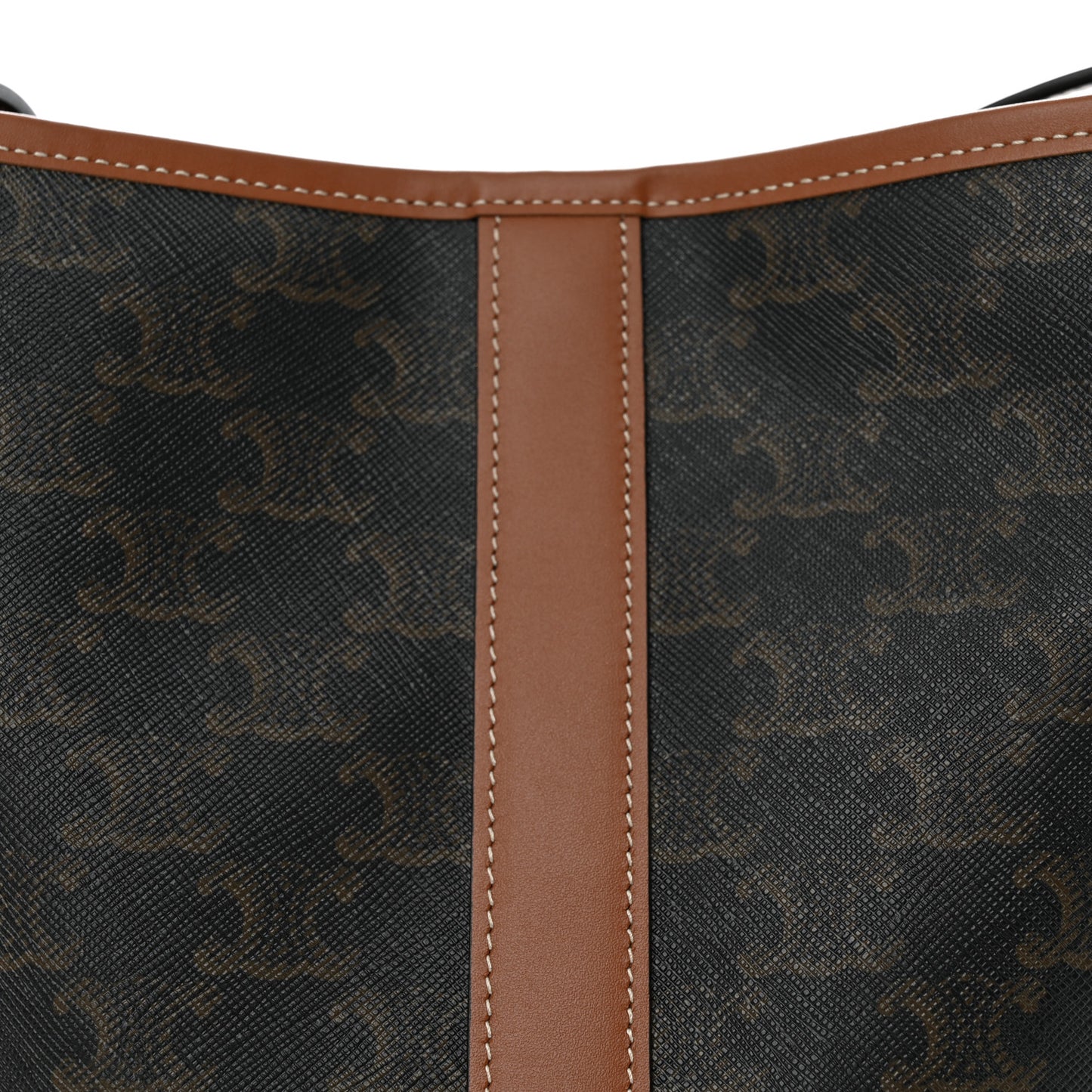 Triomphe Canvas Calfskin Small Bucket Bag Tan