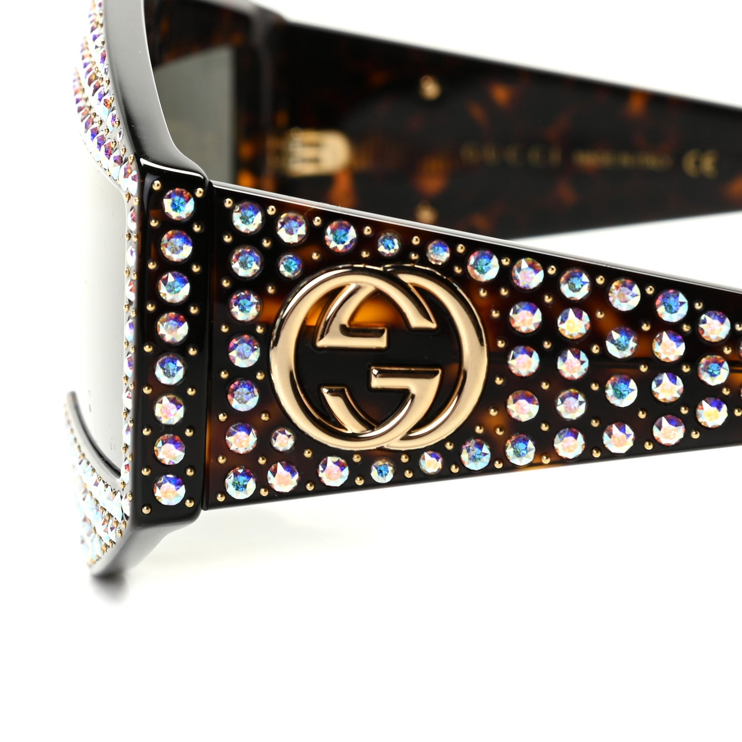 Crystal Rectangular Frame Sunglasses GG0357S Tortoiseshell