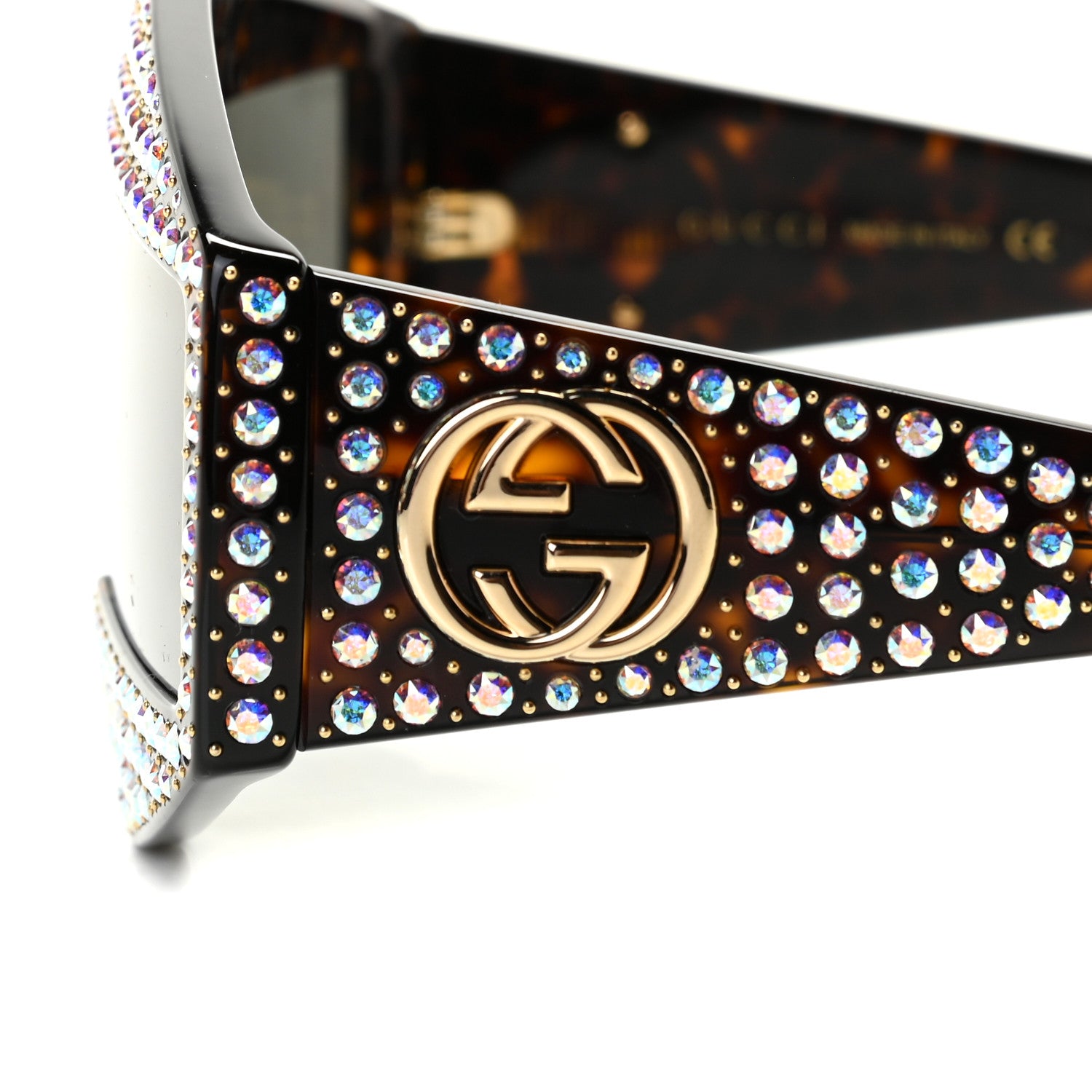 Gucci Crystal Rectangular Frame Sunglasses GG0357S Tortoiseshell 5 of 7