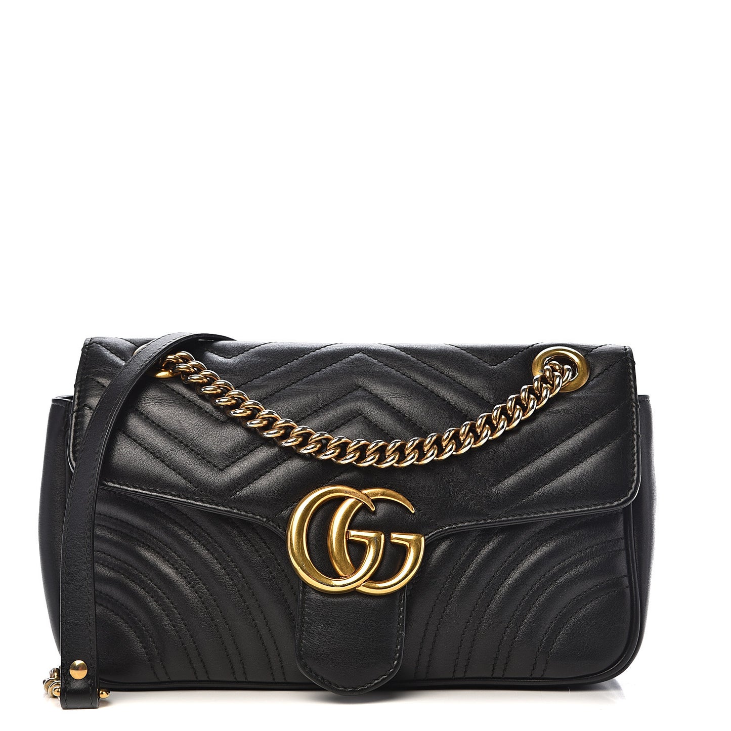 Calfskin Matelasse Small GG Marmont Shoulder Bag Black