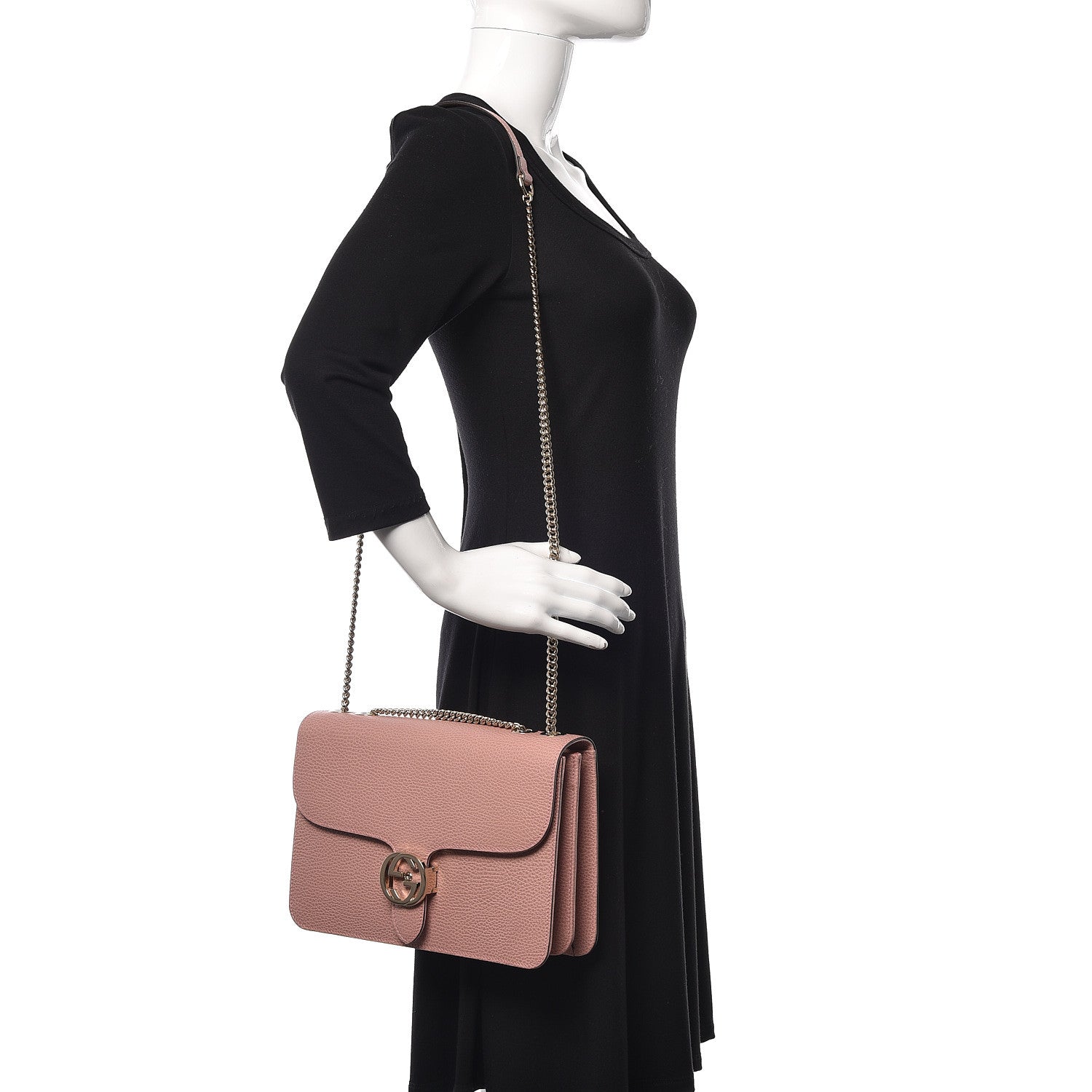 Gucci Dollar Calfskin Interlocking G Shoulder Bag Soft Pink 2 of 10