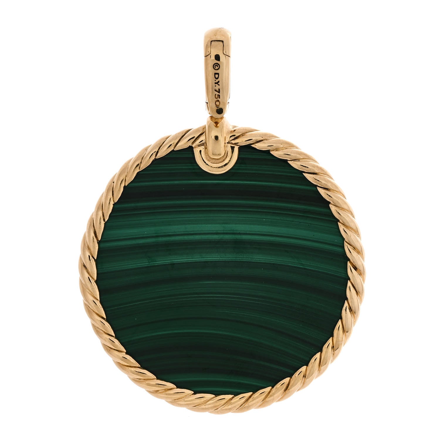 David Yurman 18K Yellow Gold Malachite Elements Pendant 3 of 4