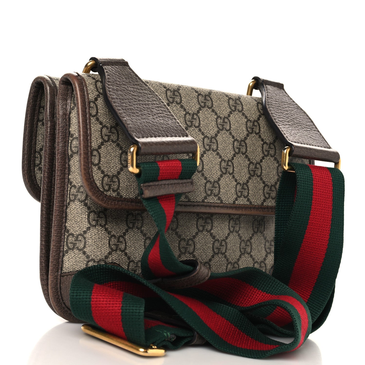 Gucci GG Supreme Monogram Web Small Neo Vintage Double Flap Messenger Bag Beige New Acero 3 of 14
