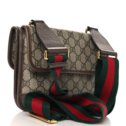 Gucci GG Supreme Monogram Web Small Neo Vintage Double Flap Messenger Bag Beige New Acero 3 of 14
