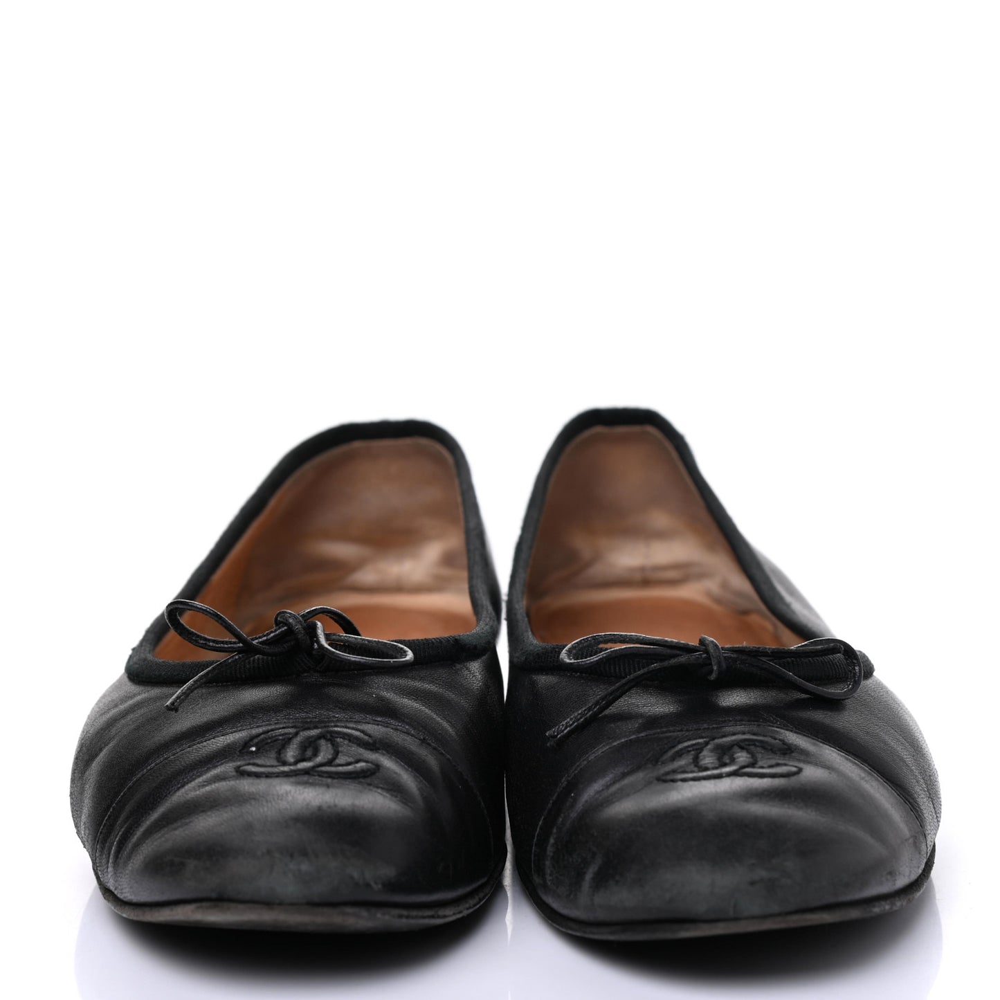 Lambskin CC Cap Toe Ballerina Flats 40 Black