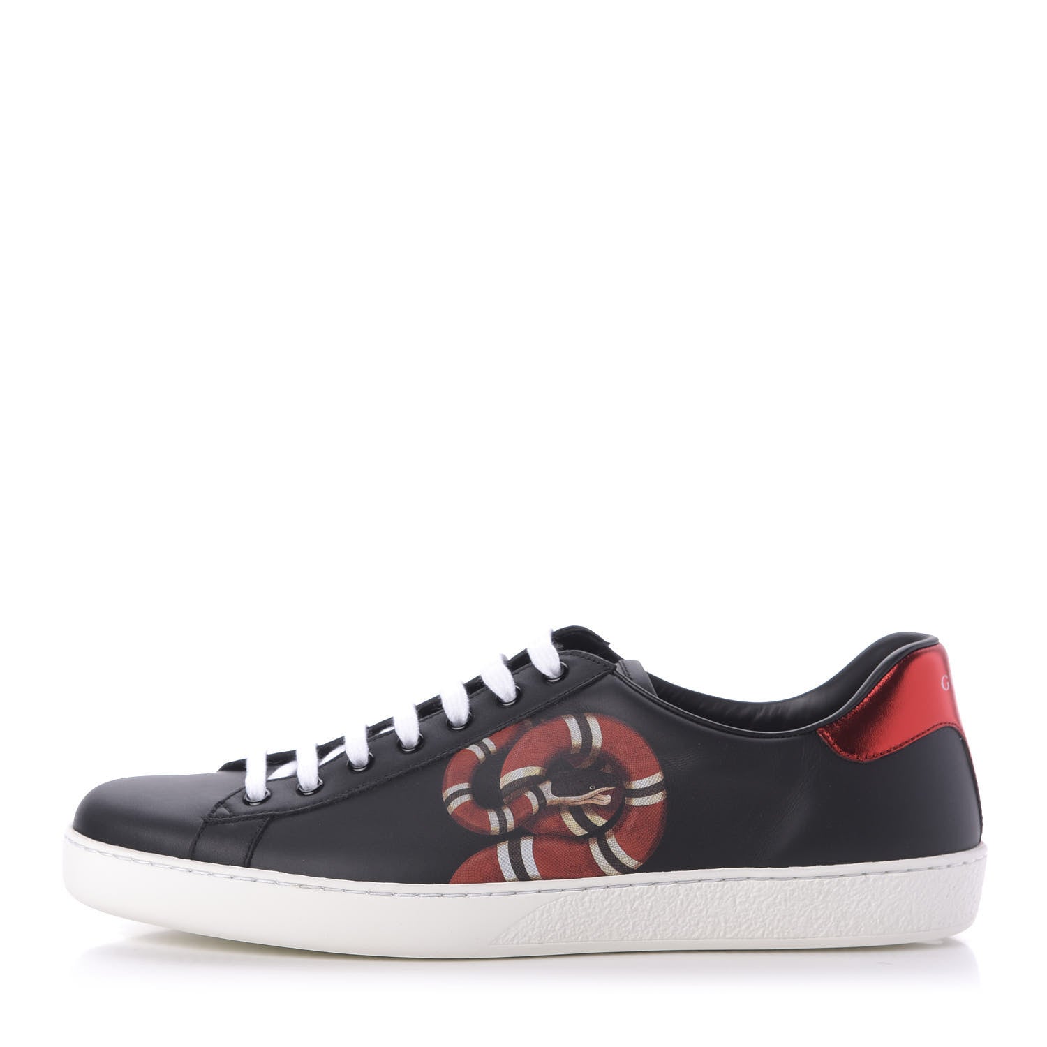 Gucci Calfskin Kingsnake Mens Ace Sneakers 11 Black Multicolor 1 of 10