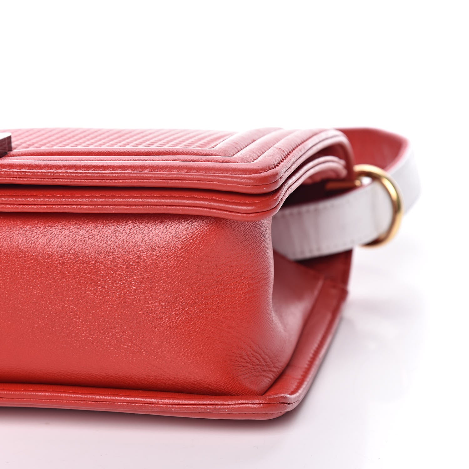 Chanel Lambskin Embossed Medium Boy Cube Flap Red 9 of 17