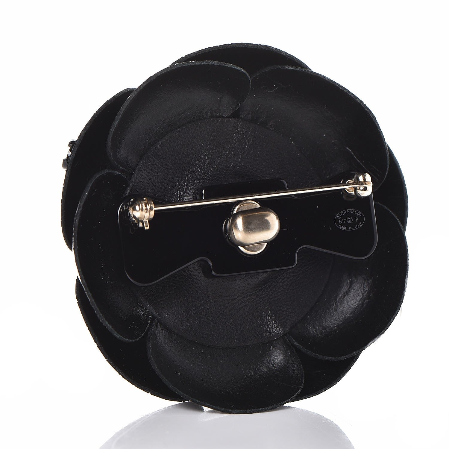 Chanel Glazed Calfskin Camellia Brooch Black 3 of 5