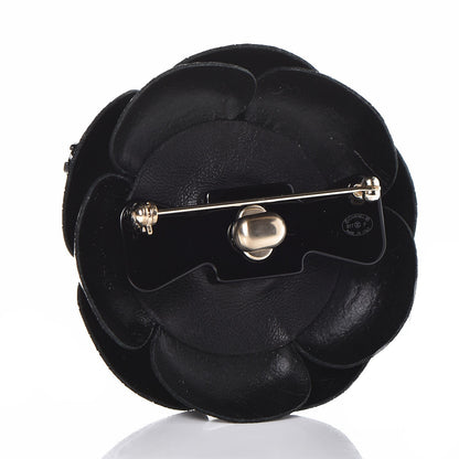 Chanel Glazed Calfskin Camellia Brooch Black 3 of 5