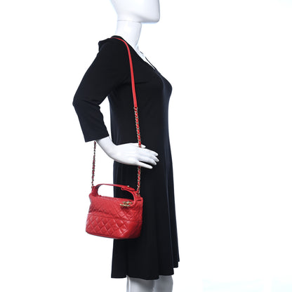 Chanel Lambskin Quilted Small Hobo Red 2 of 19
