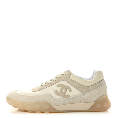 Chanel Mixed Fibers Suede Calfskin Womens CC Sneakers 40 Ivory 1 of 9