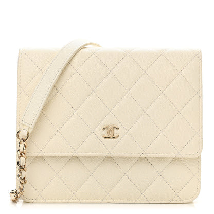 Chanel Caviar Quilted Square Wallet On Chain WOC White 1 of 11