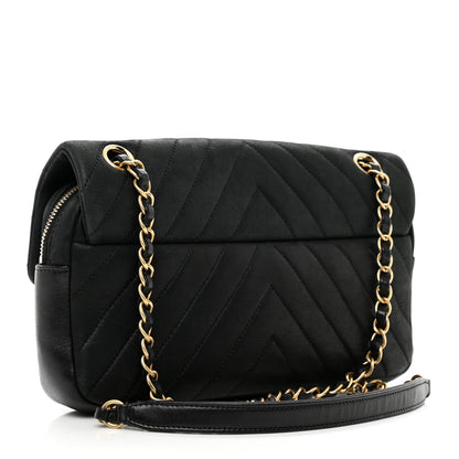 Chanel Suede Lambskin Chevron Quilted Flap Black 3 of 10