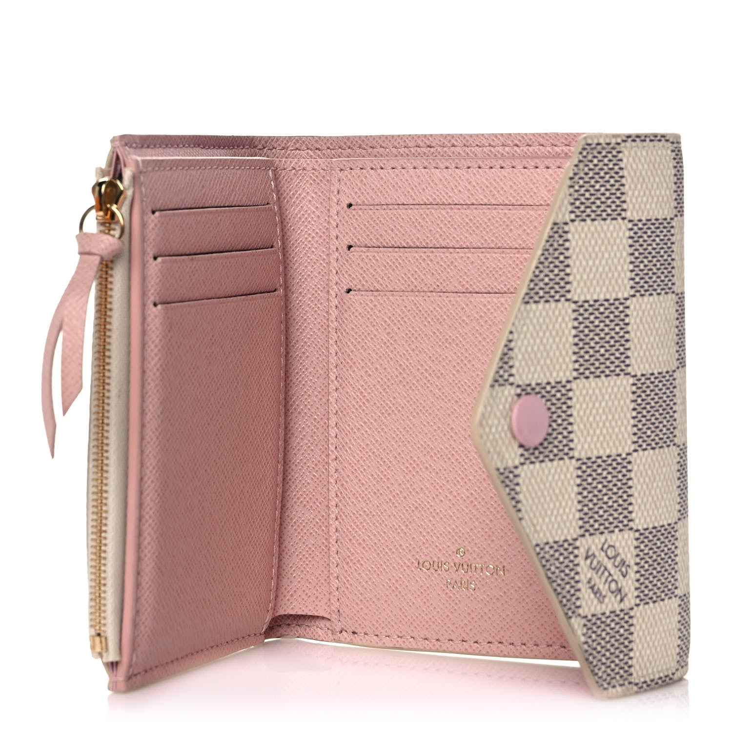 Louis Vuitton Damier Azur Victorine Wallet Rose Ballerine 5 of 10
