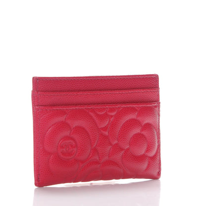 Chanel Caviar Camellia Embossed Card Holder Fuchsia 3 of 9