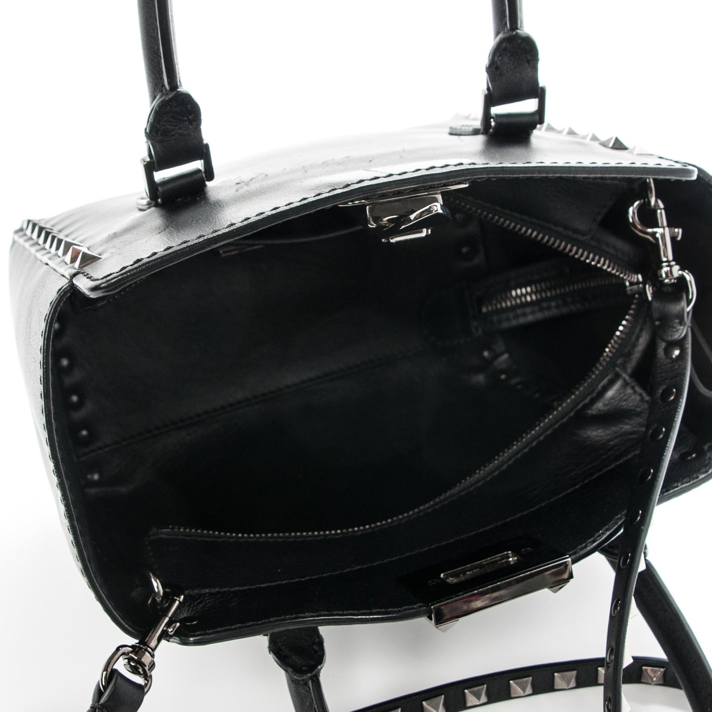 Vitello Mini Rockstud Double Handle Tote Black
