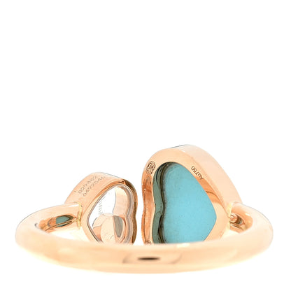 Chopard 18K Rose Gold Diamond Turquoise Happy Hearts Ring 52 6 3 of 5