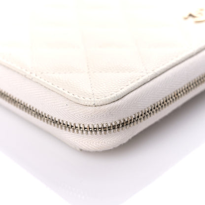 Chanel Caviar Quilted Large Gusset Zip Around Wallet White 15 of 17