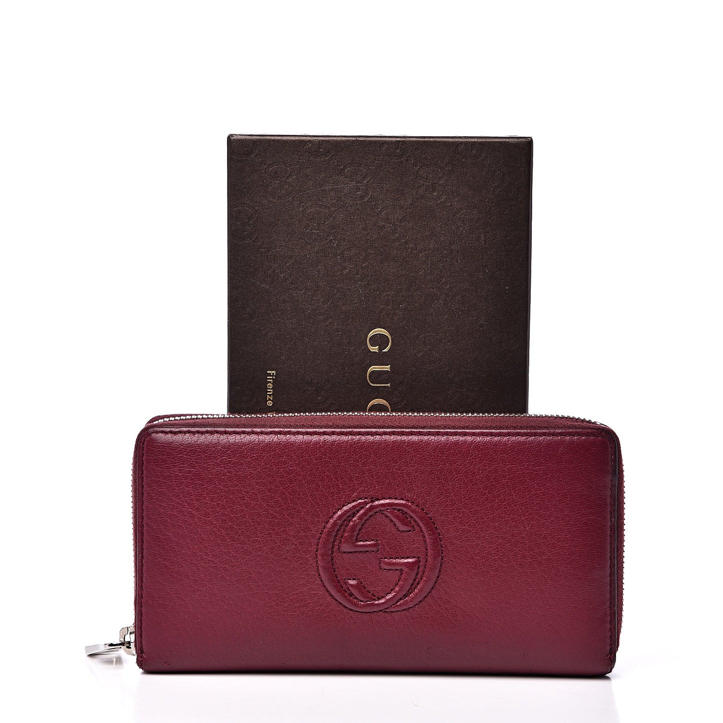 Pebbled Calfskin Soho Zip Around Wallet Cherry Gloss