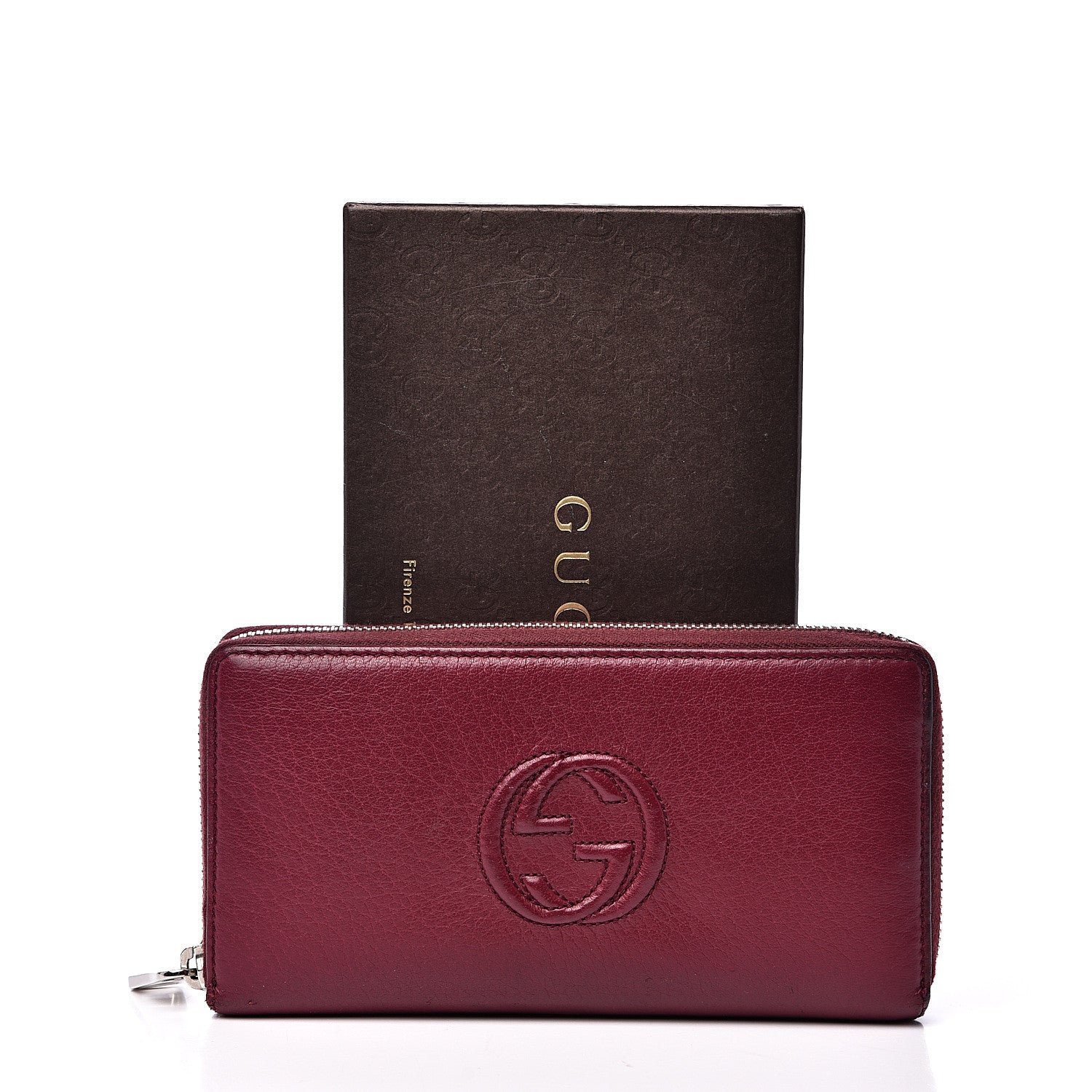 Gucci Pebbled Calfskin Soho Zip Around Wallet Cherry Gloss 15 of 15