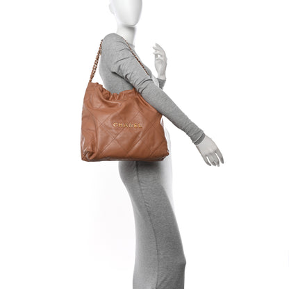 Chanel Shiny Calfskin Quilted Chanel 22 Camel 2 of 13