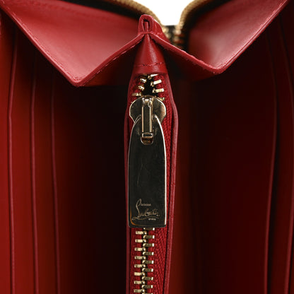 Christian Louboutin Patent Bazin Spikes Panettone Zip Wallet Pompadour 10 of 12