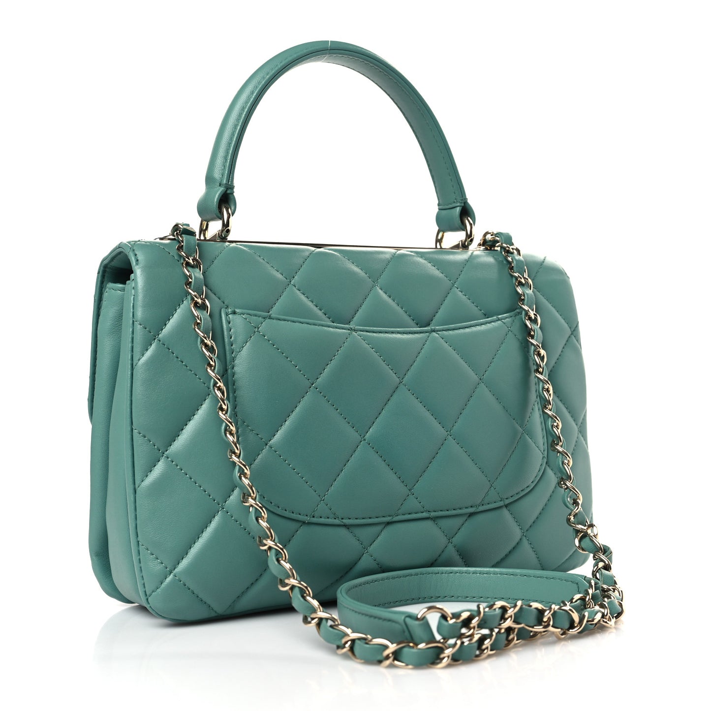 Lambskin Quilted Small Trendy CC Flap Dual Handle Bag Light Green