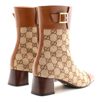 Gucci Monogram Cordovan Lux GG Ankle Boots 40.5 Beige Cuir 5 of 10