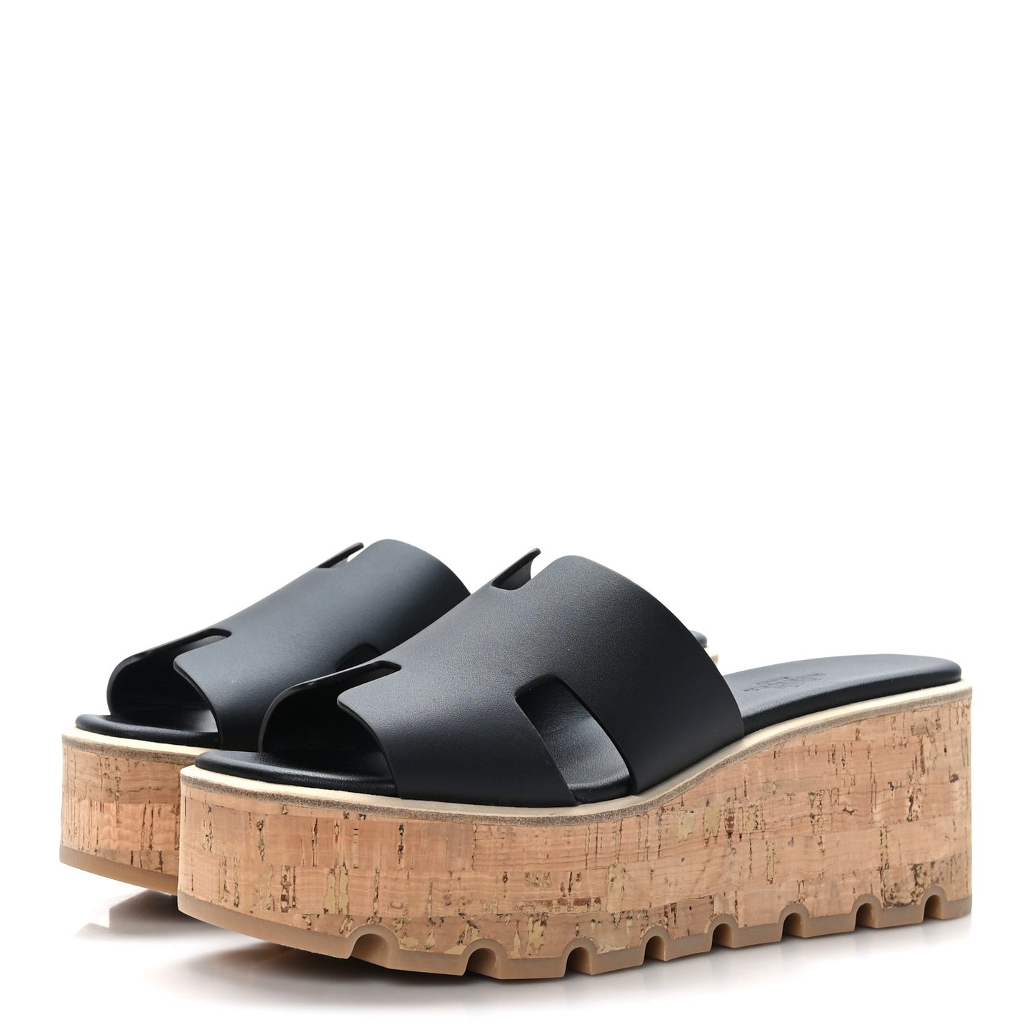 Calfskin Cork Eze 30 Sandals 37 Black