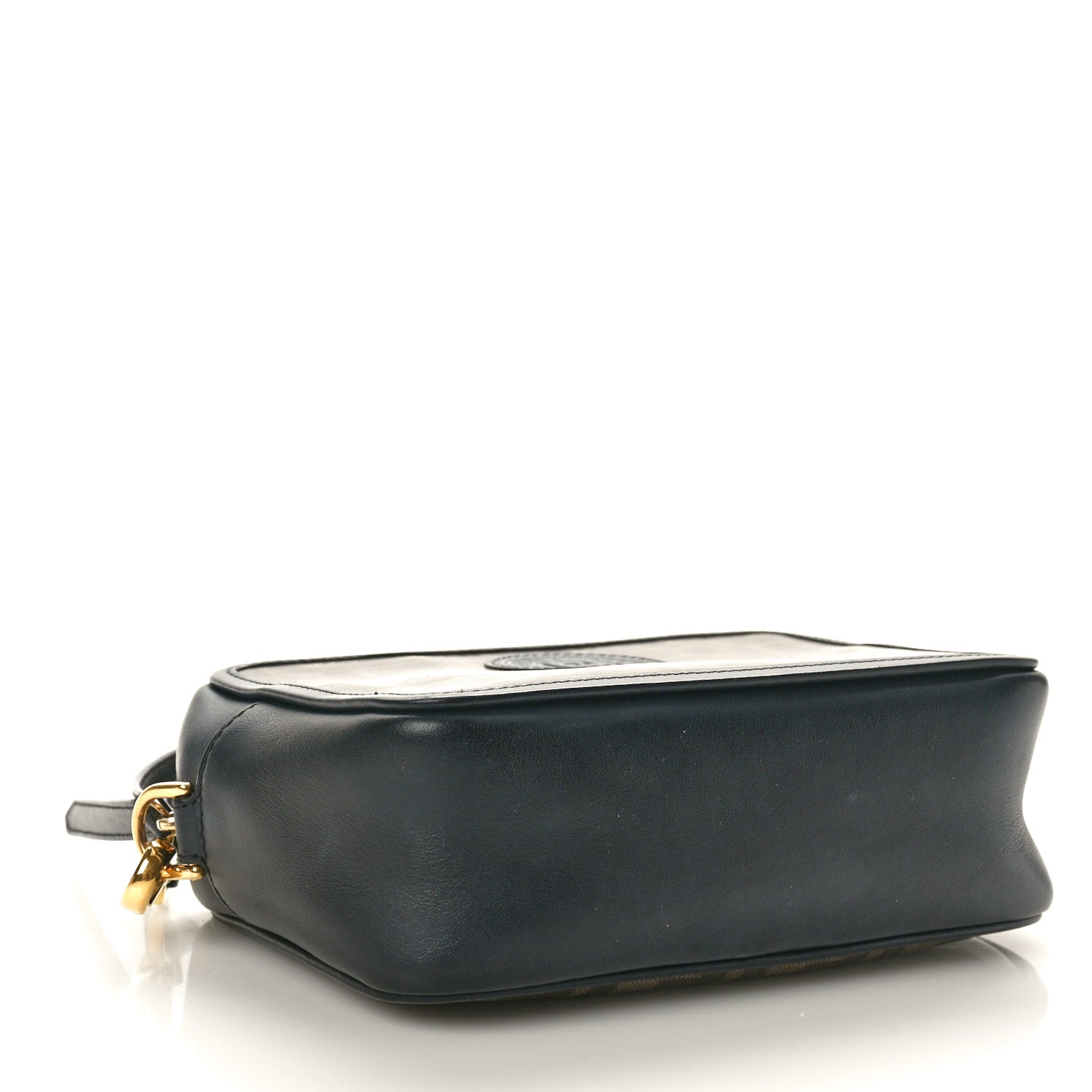 Fendi Glazed Fabric Vitello Century FF 1974 Stamp Patch Mini Camera Case Mogano Panna Black 5 of 11
