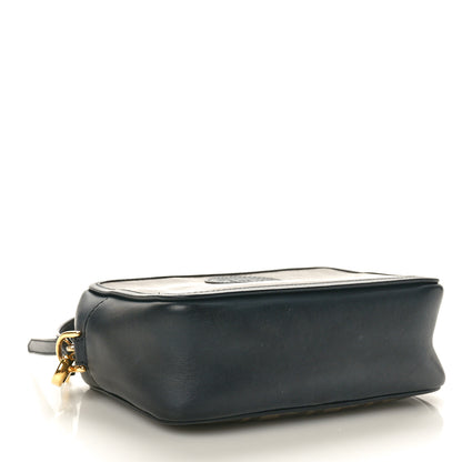 Fendi Glazed Fabric Vitello Century FF 1974 Stamp Patch Mini Camera Case Mogano Panna Black 5 of 11