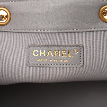 Chanel Lambskin Quilted Crush on Chains Drawstring Bucket Bag Hobo Grey 6 of 12