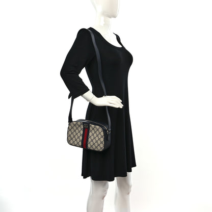 Gucci GG Supreme Monogram Textured Dollar Calfskin Web Small Ophidia Camera Bag Beige Blue 2 of 9