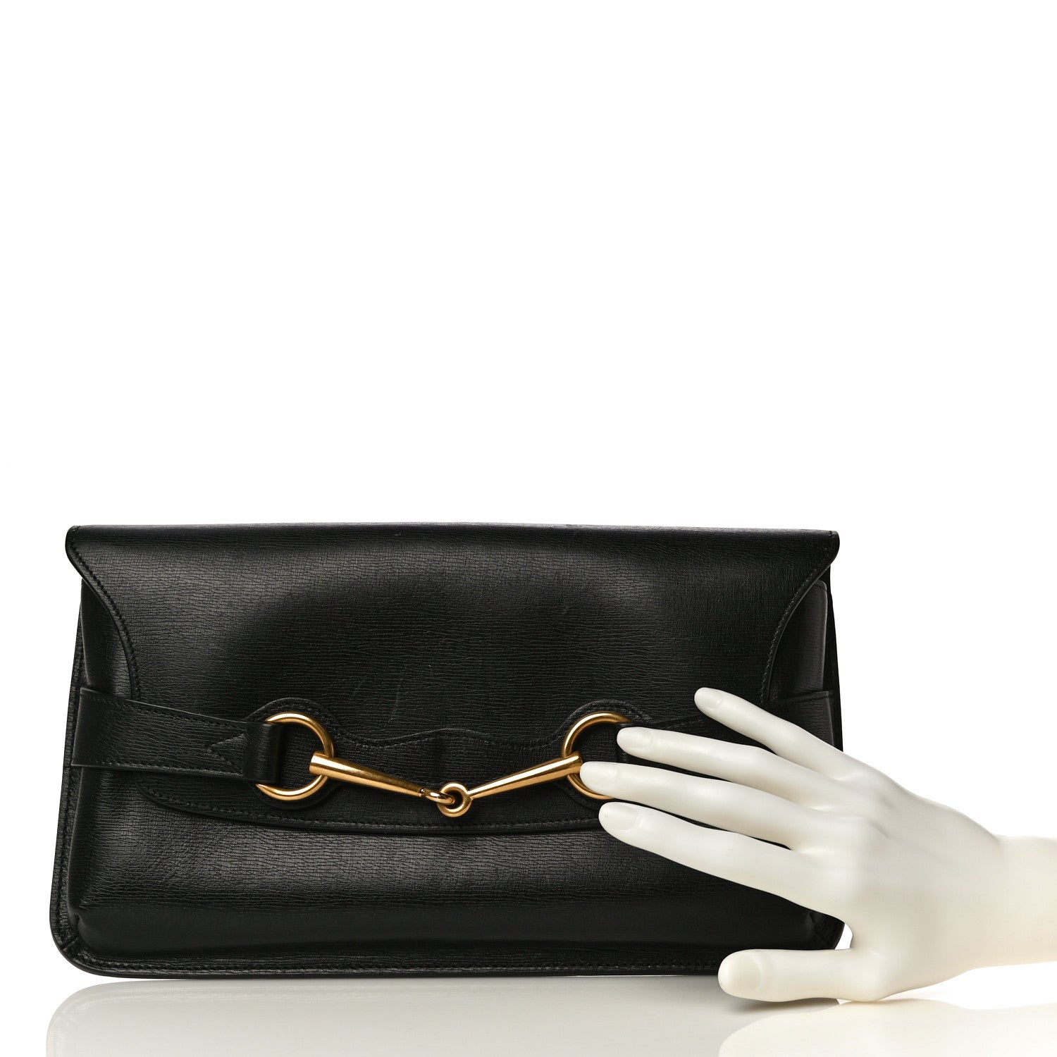 Gucci Calfskin Large Bright Bit Clutch Black 2 of 20